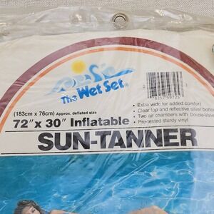 The Wet Set 72 x 30 Inch Vinyl Inflatable Sun Tanner Pool Float Air Mat 1983 NOS